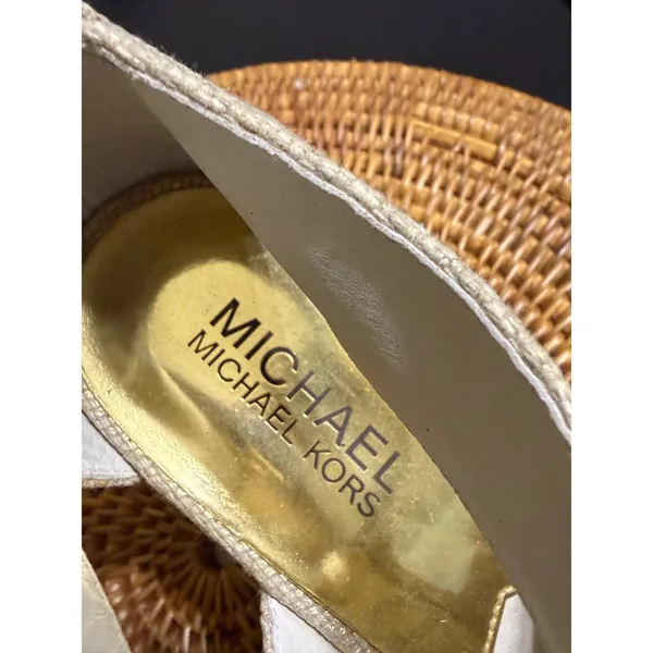 Michael Michael Kors Gold‎ Espadrille Wedge Sandals Front Zip Womens 7M PW13K - Image 5