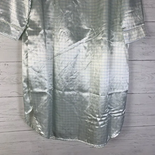 Vintage Jacklyn Smith Intimates Satin white/blue Robe Gown Embroidered NWT - Image 6
