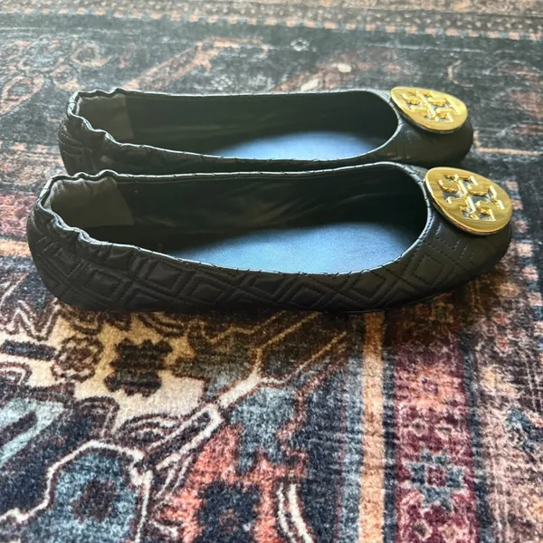 Tory Burch black quilted round toe flats Minnie travel slip on shoes‎ - Image 4