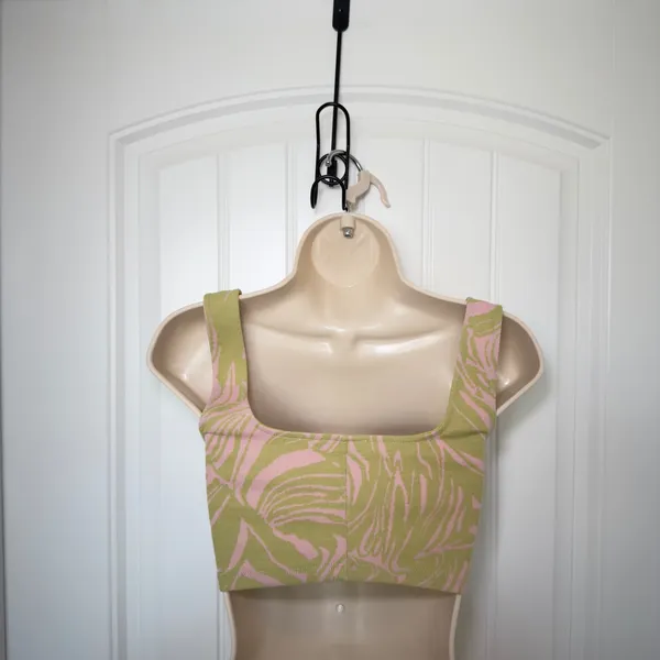 Zara Women’s Small Green Pink Abstract Swirl Corset Crop Top Y2K Retro Casual - Image 2