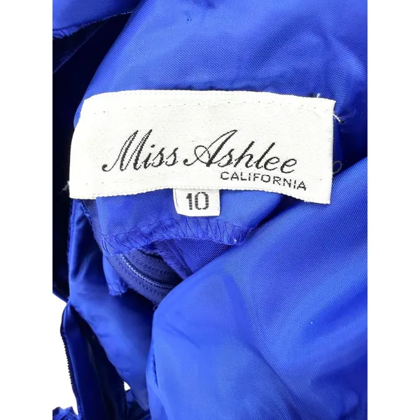 Vintage Miss Ashlee California Blue Velvet Midi Dress Sweetheart USA Sz 10 Glam - Image 6