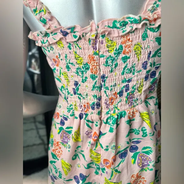 Urban Outfitters Robin Lace-Up Mini Dress Tropical Fruit Print Medium - Image 4