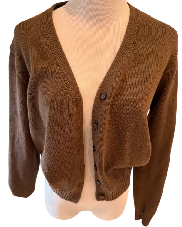 Brandy Melville Chocolate Brown Cardigan Sweater S M L - Image 3
