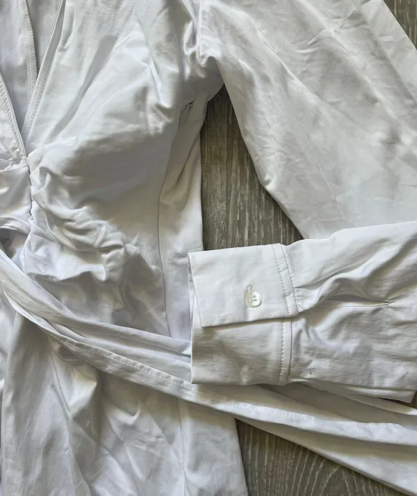 ZARA Front Toe White Button Up Dress - Image 12