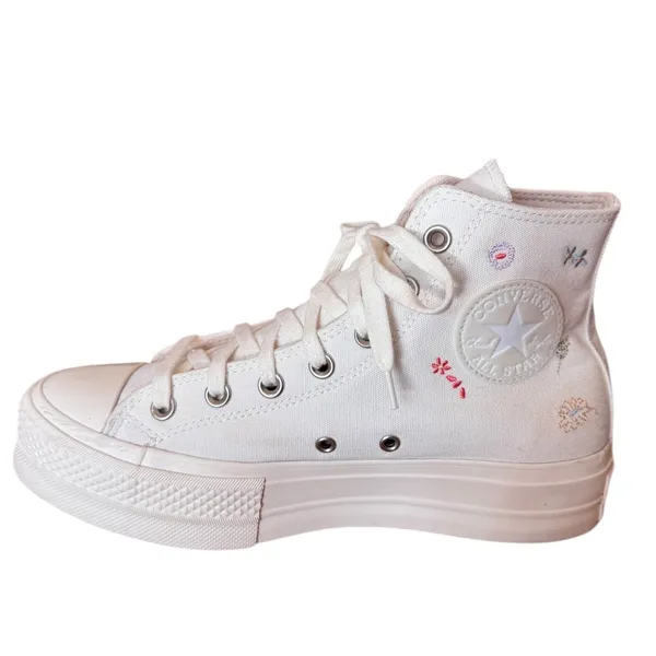 Converse Chuck Taylor All Star Lift Floral Embroidered‎ Hi Tops Women 8.5 - Image 7