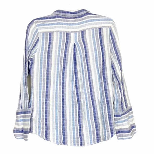 Hatley Organic Cotton Blue Striped Button Down Sz XS - Image 3