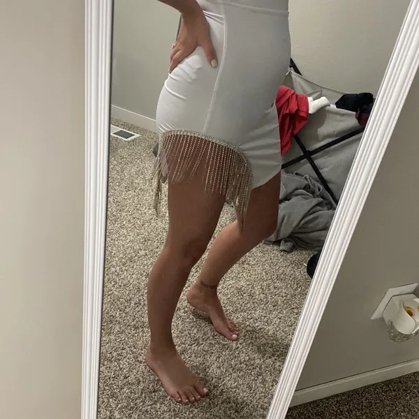 SHEIN White Spaghetti Strap Mini Dress with Fringe Chain Detail - Image 6