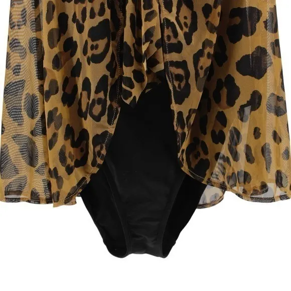 Lauren Ralph‎ Lauren Leopard Print Halter Swim Suit Dress One Piece Resort M - Image 5