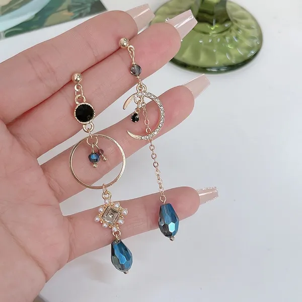 Asymmetry Moon Long Tassel Dangle Drop Earrings for Women - Image 4