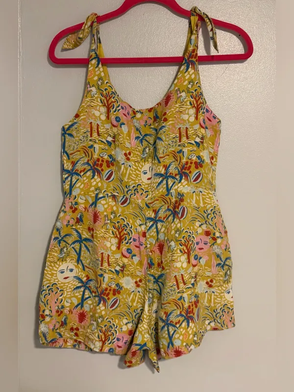 Roller Rabbit Yellow Floral Sleeveless Button Romper - Image 3
