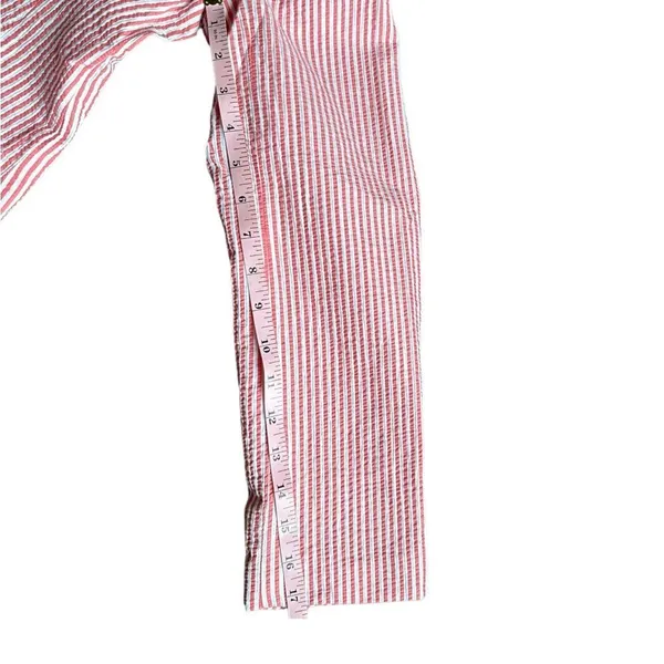 Talbots Size 8 Seersucker Blazer Jacket Coral White 2 Button Notched Collar - Image 6