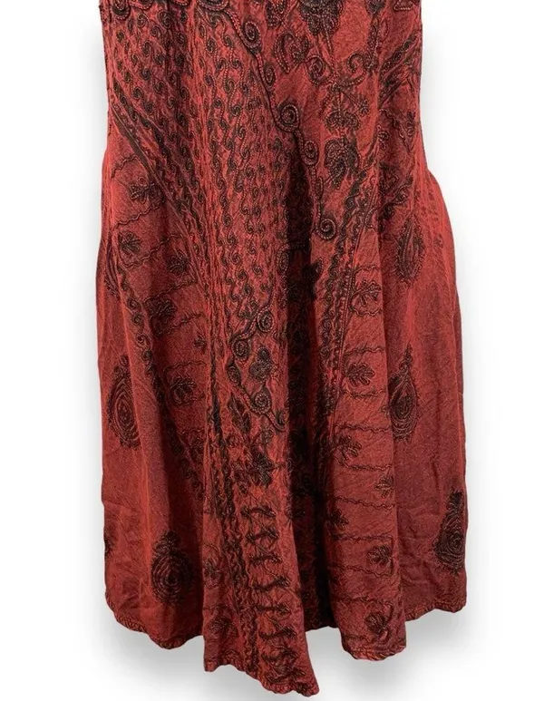 Vintage Step In Style Red & Black Embroidered Dress - Image 3