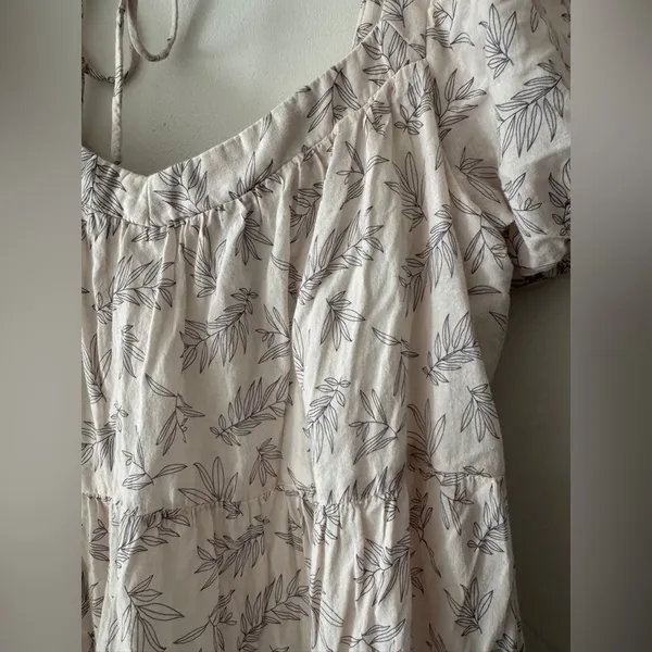 Jacquie the Label Cottagecore‎ Tiered Babydoll Dress Puff Sleeve Cream Leave - Image 4