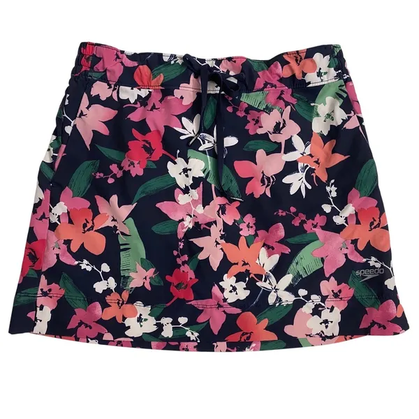 Speedo Womens Tropical Floral Swim Skort Navy Pink Small 800275901028‎ - Image 2