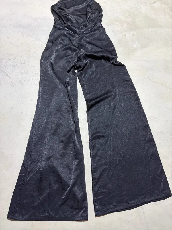 Misa Los Angeles Xandra Black Halter Wide-Leg Jumpsuit large - Image 2