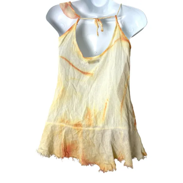 Jus D'Orange Y2K 90s Babydoll Floral Rosette Gauzy Sleeveless Blouse Size Small - Image 2