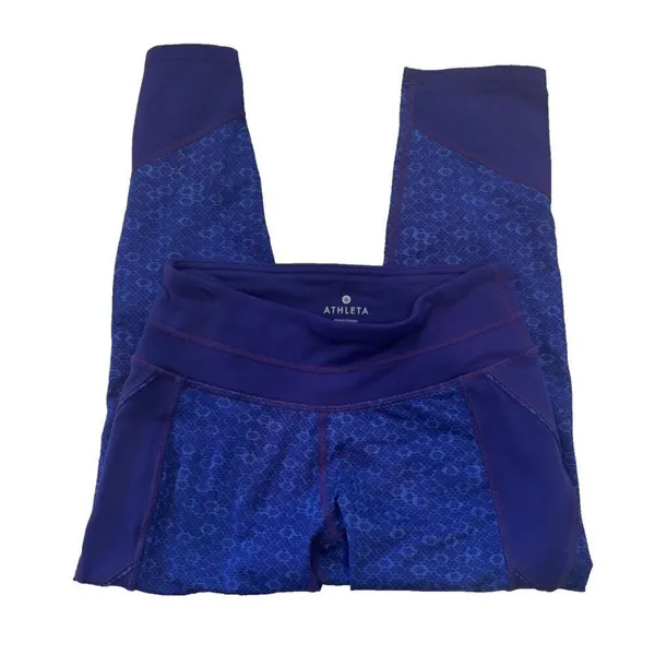 Athleta Women's Purple Honeycomb Connect Crop Capri Leggings XXS Yoga Running - Image 2
