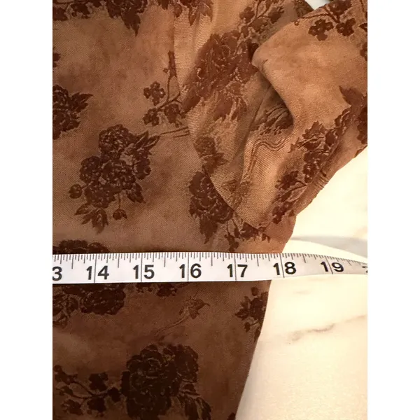 12th Tribe Casanova Brown Floral Mesh Maxi Dress Long Sleeve Brown Large Witchy - Image 8