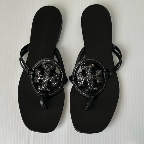 Tory Burch Jeweled Miller Sandals Perfect Black, 9.5 - Image 3