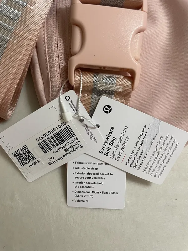 Lululemon NWT Everywhere Belt Bag blush pink Reflective Strap 1L - Image 9