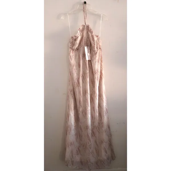 Lush Halter Top Printed Open Back Maxi Dress Ash Mauve Small NEW - Image 3