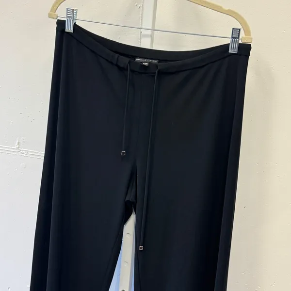 Adrienne Vittadini Black Wide Leg Drawstring‎ Trousers Size 6 Dress Pants Career - Image 3