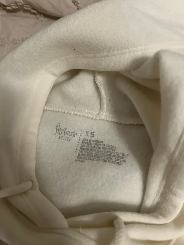 White Cropped Hoodie Size XS - Image 5