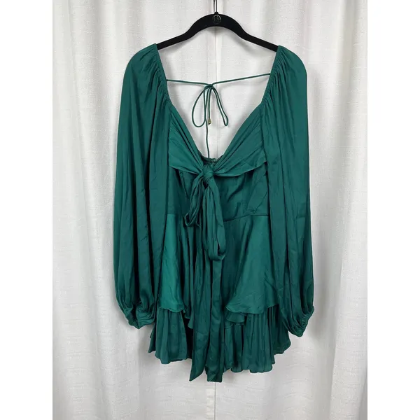 Hello Molly Forest Green Sunrise Memories Ruffle Mini Dress Romper Sz.L/US 8 NWT - Image 4