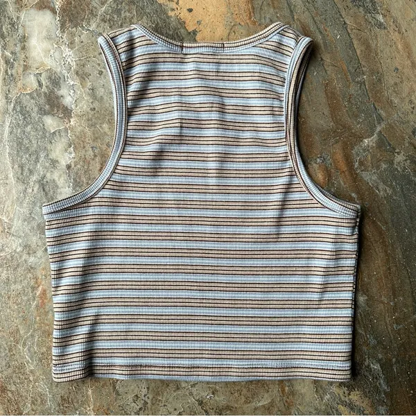 SWS Essentials Striped Crop Top Women's Size Large Comfy Casual - Image 3