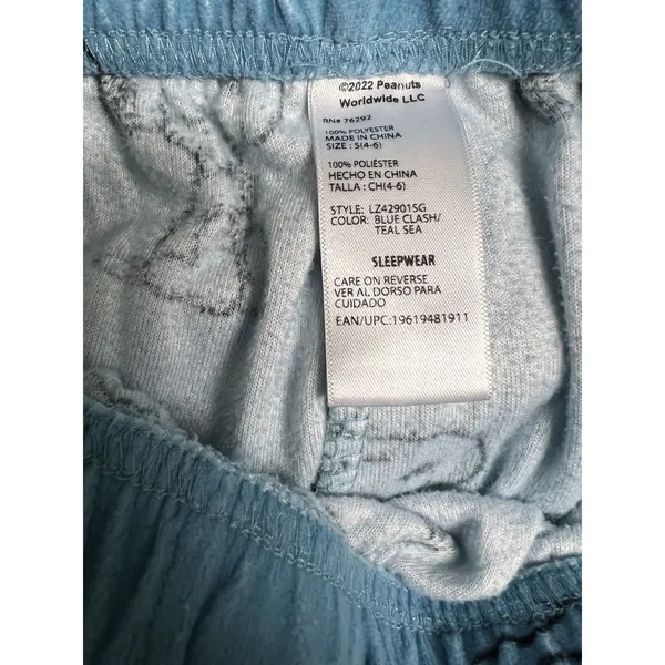 Peanuts Snoopy Heart Print Pajama Pants Blue‎ Teal Sea Small LZ42901SG - Image 5