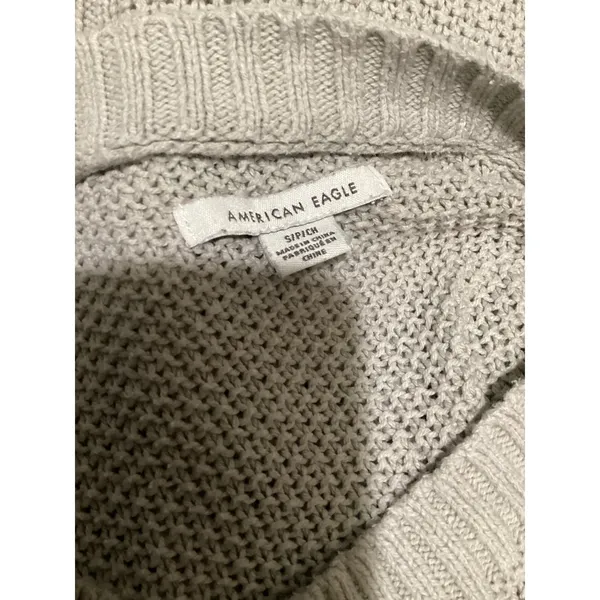 American Eagle Outfitters Women Light Gray Knit Henley Sweater Size S - Image 4