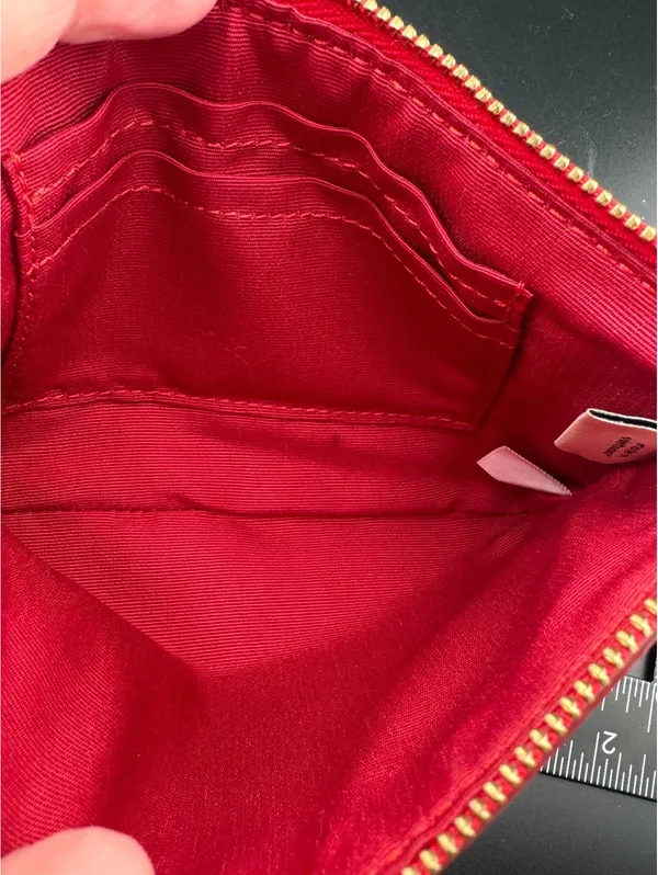 Coach Red Leather Wristlet Pouch with Gold Logo - Image 5