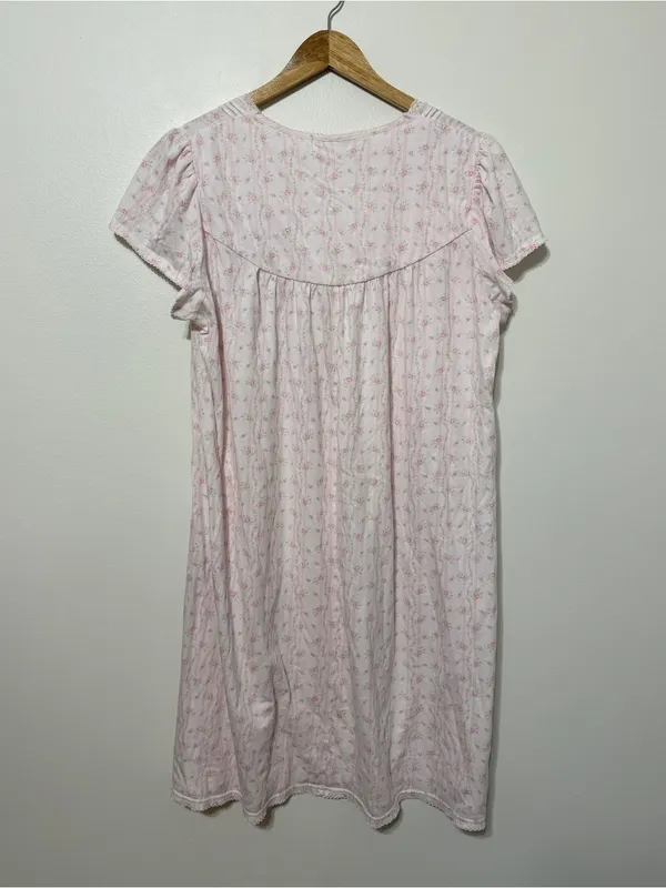 Miss Elaine Floral Nightgown Size XL White Pink Lace Vintage Y2K - Image 7