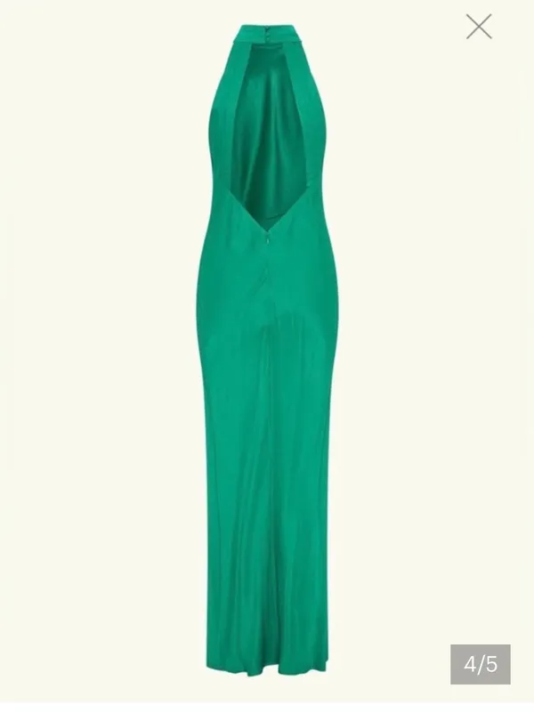 Meshki Claire Satin Drape Back Maxi Dress Green $120 formal party fall evening - Image 4