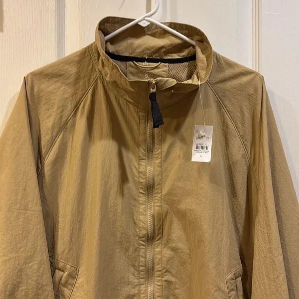 Lou Grey Tan Mylon Rain Jacket Nwts Size Xl 2 Side Pockets Full Zipper No Hood - Image 3