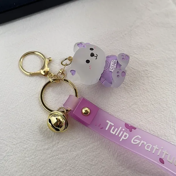 Teddy Bear Car Keychain Bell Keychain Charm Bag Charm Couple Gifts - Image 2