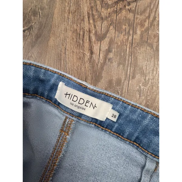 OAT New York High Rise Wide Leg Size 6/28 Frayed Hem Stretch Jeans P0054 - Image 3