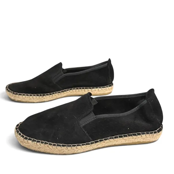 Free People Espadrille Slip On Shoes Womens 7.5 Black Suede Coastal Resort Boho - Image 2
