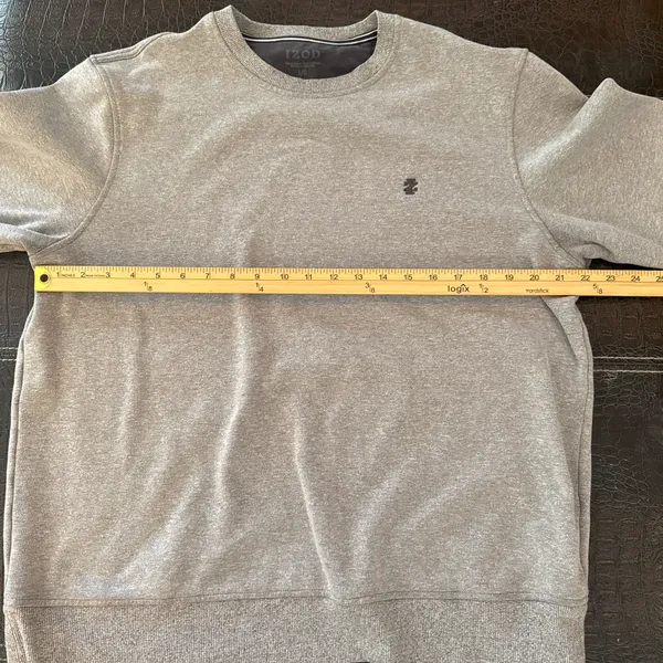 IZOD Fleece Crewneck Pullover Sweatshirt Gray Large - Image 3