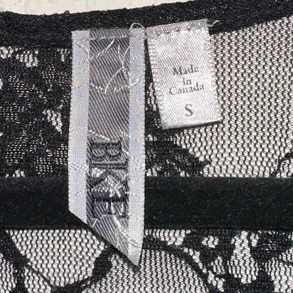 Buckle Black Sheer Lace Top‎ Small Babydoll Goth Fairy Grunge Y2K Short Sleeve Blouse - Image 4