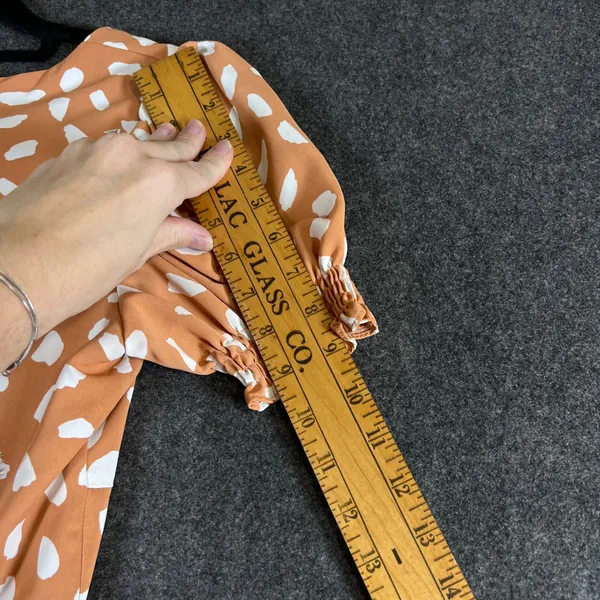 Lulus Terracotta Orange White Abstract Print Puff Sleeve Mini Dress Small - Image 8