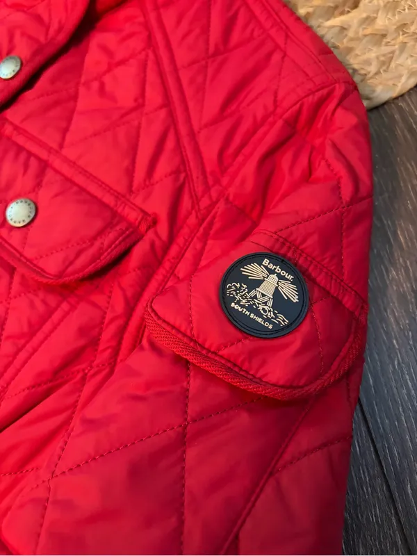 Barbour Bright Red Quilted Field Jacket - Image 4
