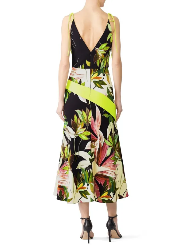Christian Siriano Hawaiian Print Tie Strap Dress Size 4 - Image 3
