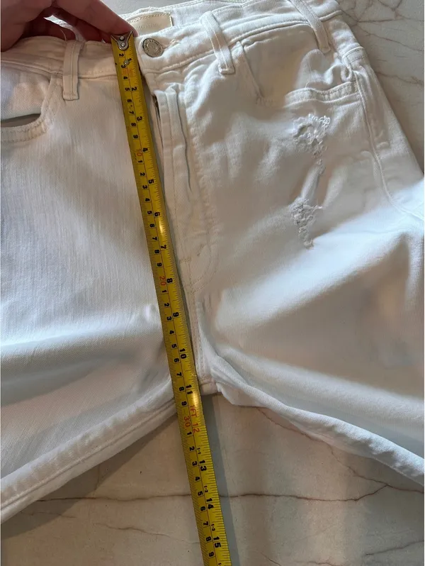 MOTHER The Hustler Ankle Fray Jeans In Tea and Biscuits White Wash Women’s sz 27 - Image 13