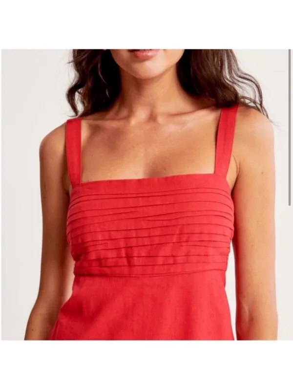 Abercrombie & Fitch Emerson Dress Skort Red Women’s XS Linen Shorts Pocket - Image 2