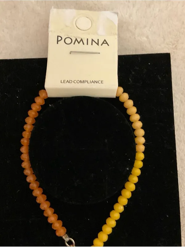 Pomina Yellow & Brown Beaded Bracelet with Cream Tassel - Image 3