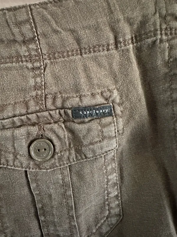 Sanctuary Clothing Olive Green Linen Cargo Pants - Size 30 - Image 5