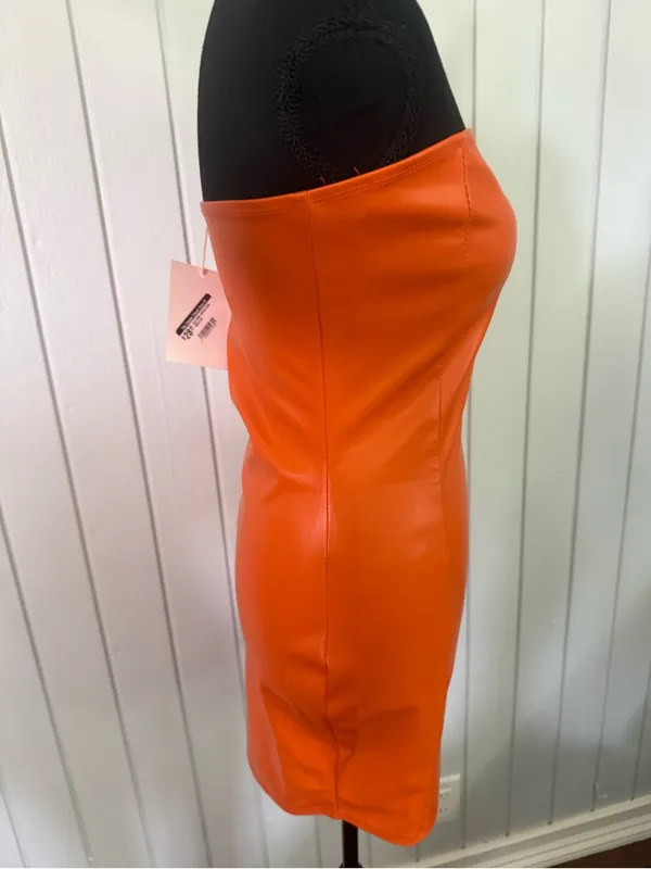 Strapless Orange Bodycon Dress Size 4 - Image 2