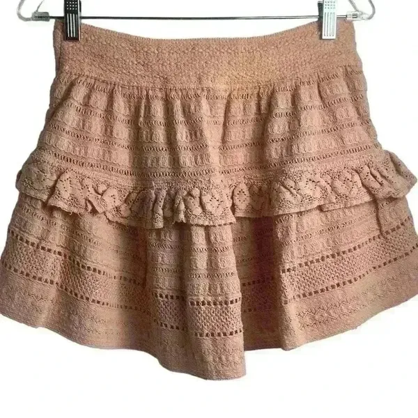 Aerie Women's M Light Pink Lace Ruffle Mini Skirt Summer Casual‎ NWT - Image 11