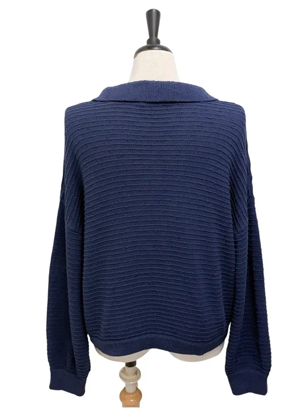 Free People Beach Blue Carter Ribbed Knit V Neck Sweater Shorts Coop Set Large - Image 5
